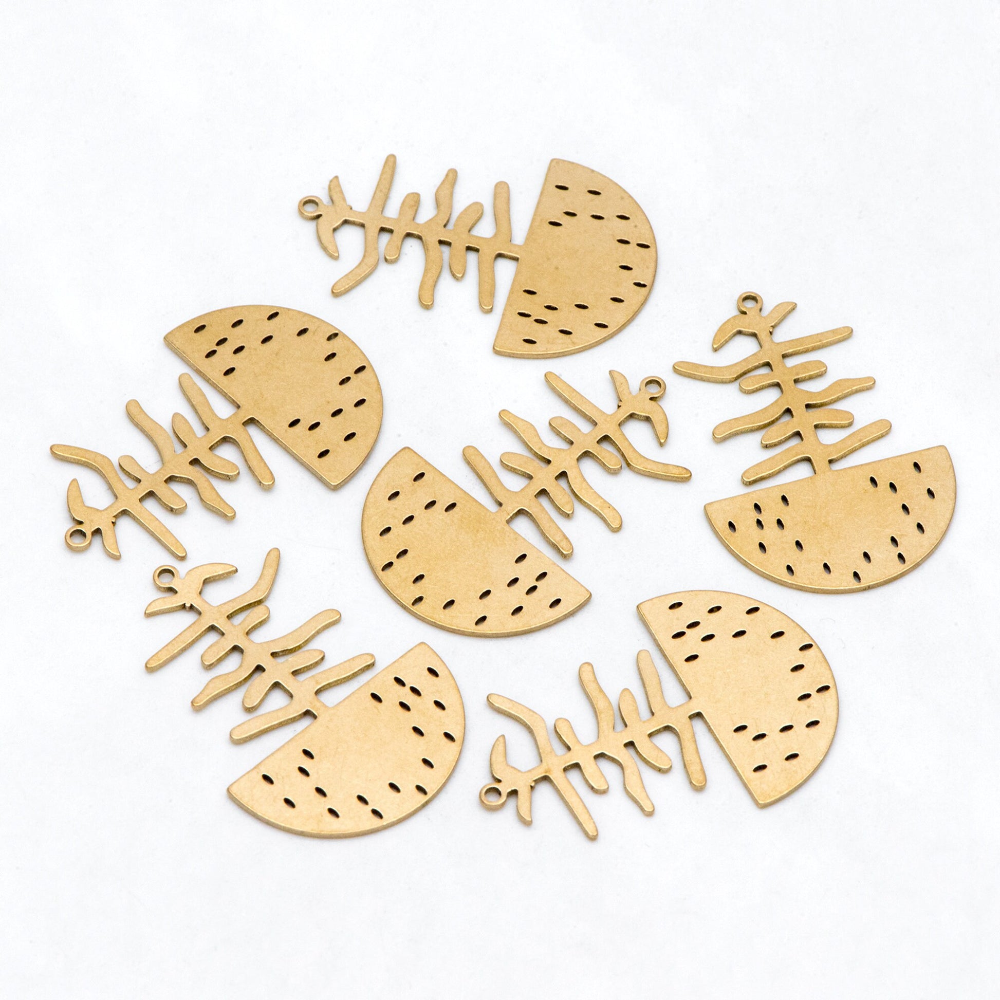 10pcs Raw Brass Semi Circle Tree Charm Pendants 33x22mm, Brass Findings Wholesale (RB-285)