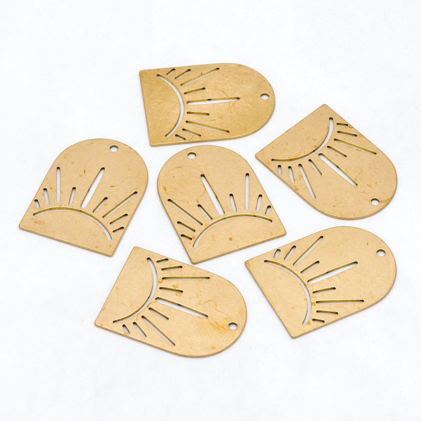 10pcs Raw Brass U Shape Sun Charm Pendants 30x22mm, Brass Findings Wholesale (RB-286)