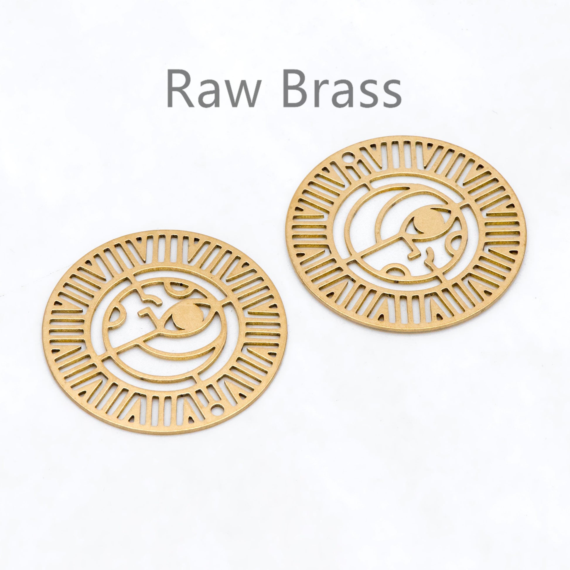 10pcs Raw Brass Hollow Round Charm Pendants 30mm, Brass Findings Wholesale (RB-287)