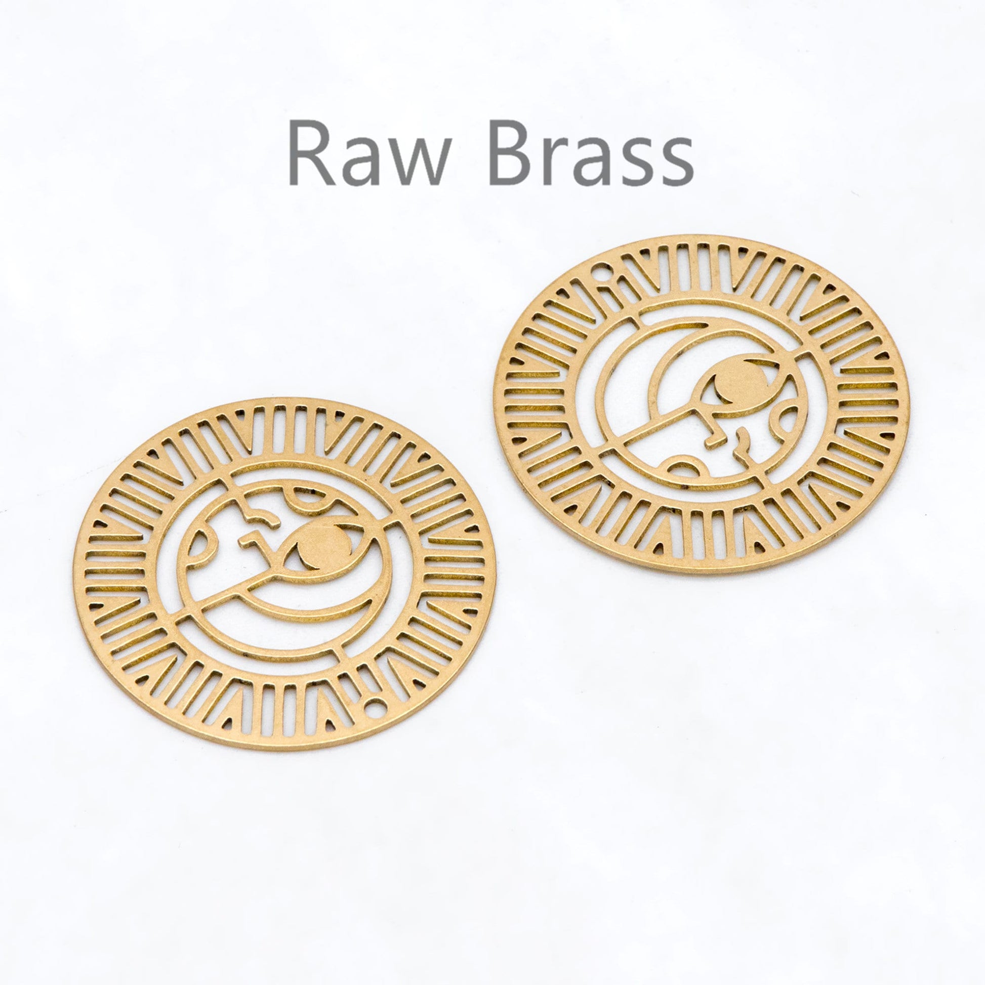 10pcs Raw Brass Hollow Round Charm Pendants 30mm, Brass Findings Wholesale (RB-287)