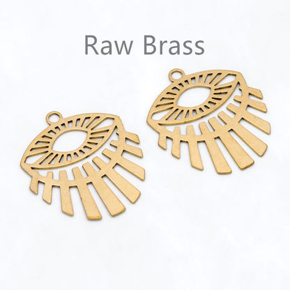 10pcs Raw Brass Evil Eye Charm Pendants, Brass Findings Wholesale (RB-292)