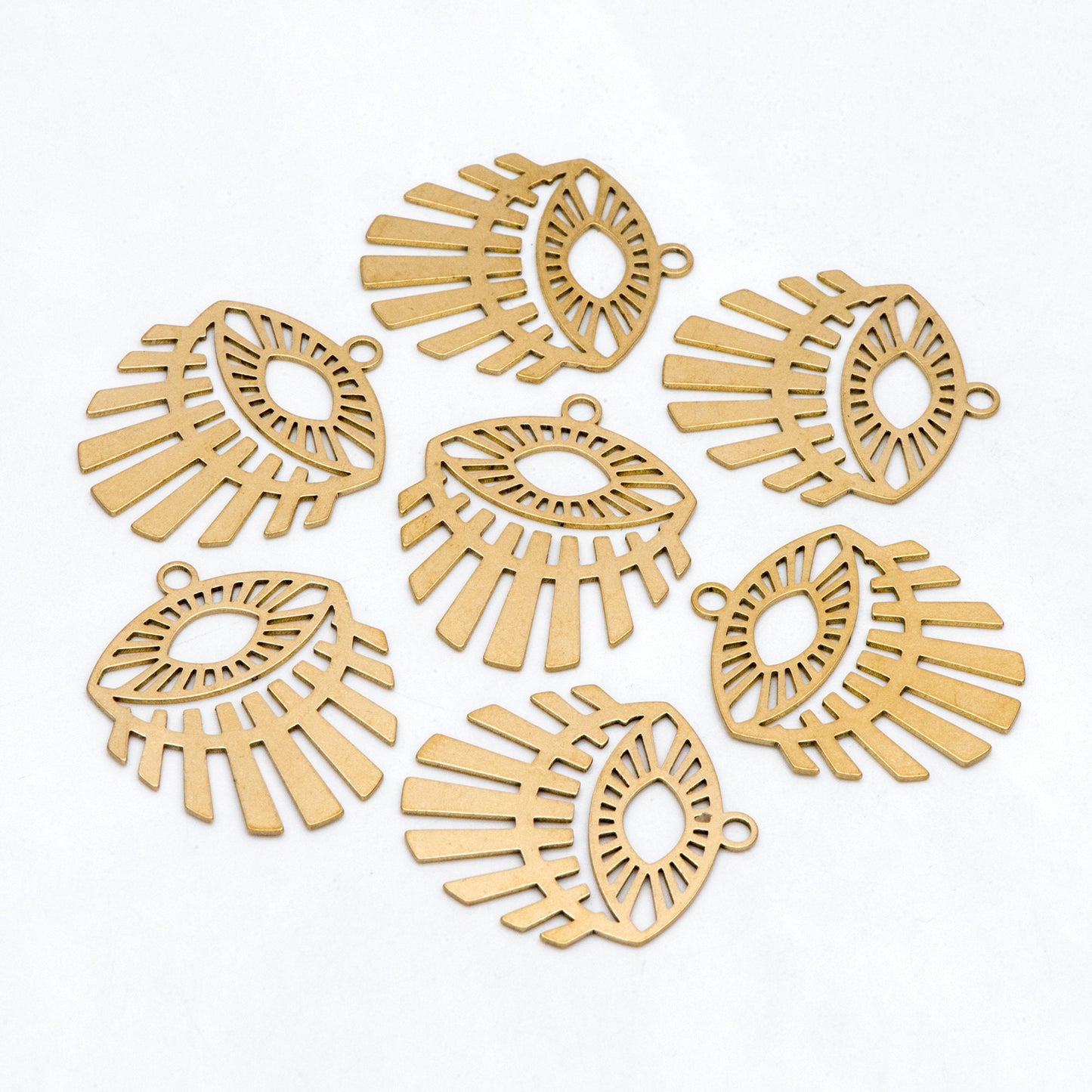 10pcs Raw Brass Evil Eye Charm Pendants, Brass Findings Wholesale (RB-292)