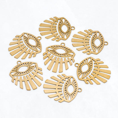 10pcs Raw Brass Evil Eye Charm Pendants, Brass Findings Wholesale (RB-292)