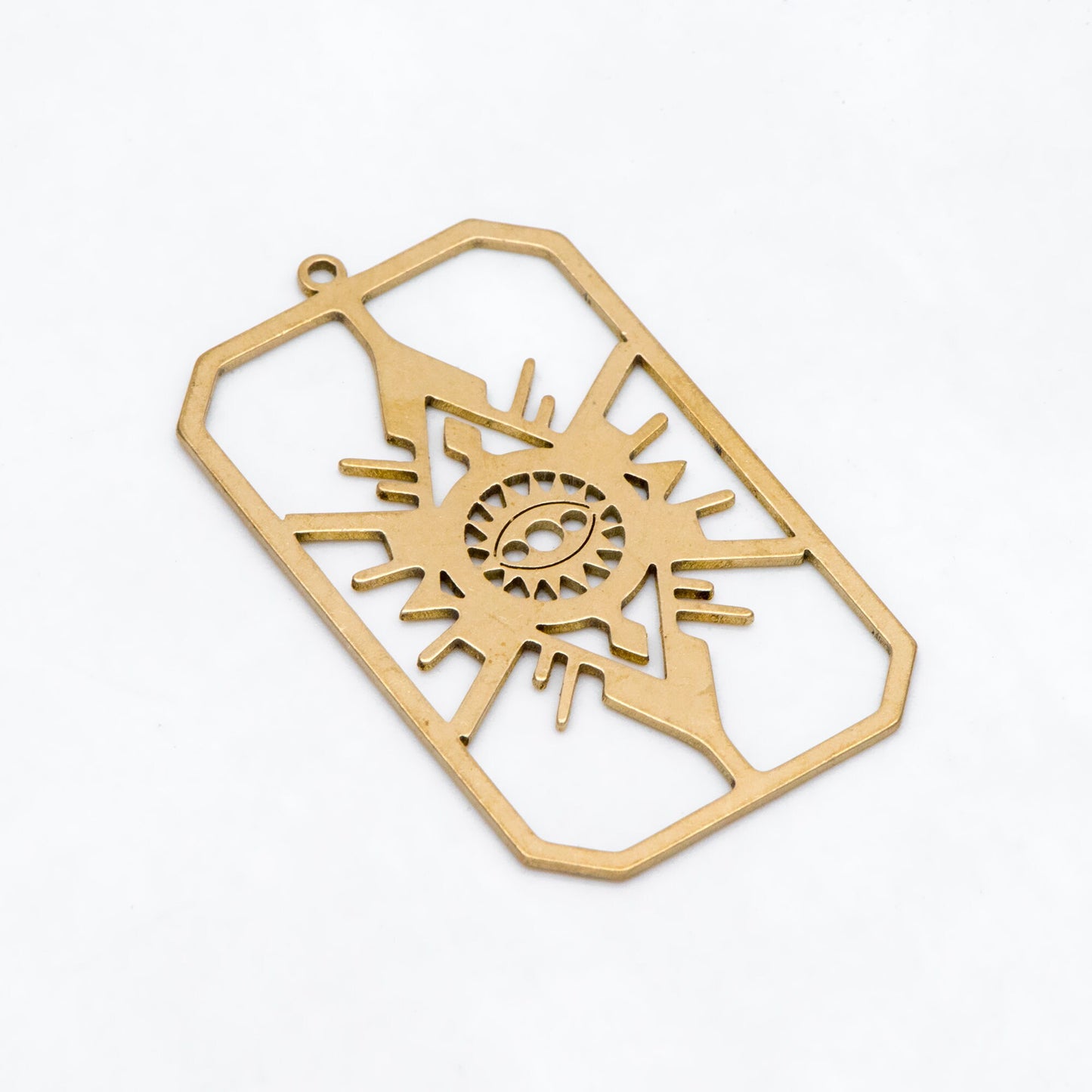 10pcs Raw Brass Evil Eye Rectangle Charm Pendants, Brass Findings Wholesale (RB-294)
