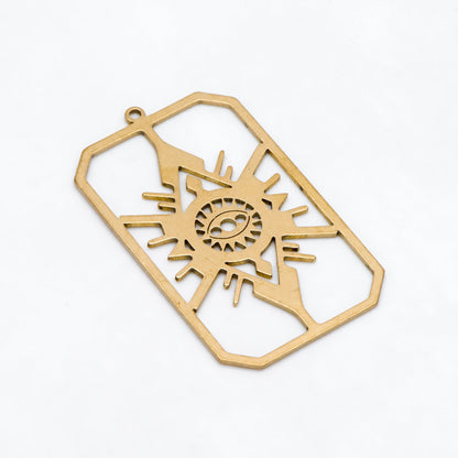 10pcs Raw Brass Evil Eye Rectangle Charm Pendants, Brass Findings Wholesale (RB-294)