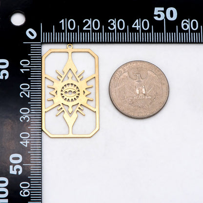 10pcs Raw Brass Evil Eye Rectangle Charm Pendants, Brass Findings Wholesale (RB-294)