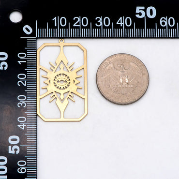 10pcs Raw Brass Evil Eye Rectangle Charm Pendants, Brass Findings Wholesale (RB-294)