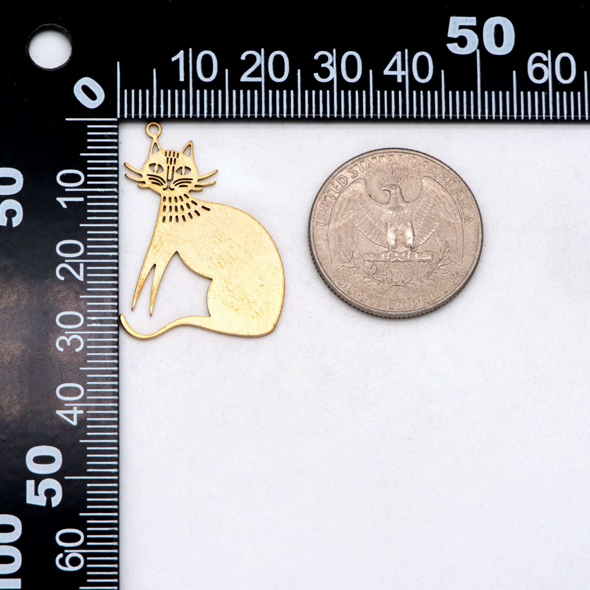 10pcs Raw Brass Cat Charm Pendants 31x25mm, Brass Findings Wholesale (RB-295)