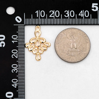 10pcs Gold plated Brass Charm Pendant Connectors 24mm, Lead Nickel Free (GB-061)