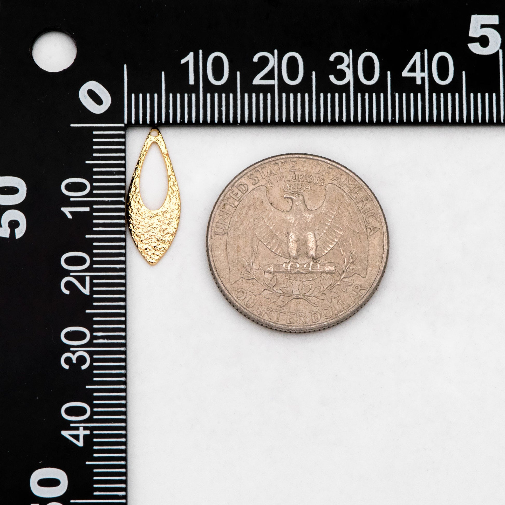 10pcs Gold Long Teardrop Charms 19x7mm, Rustic Leaf Earring Pendants (GB-265-C)