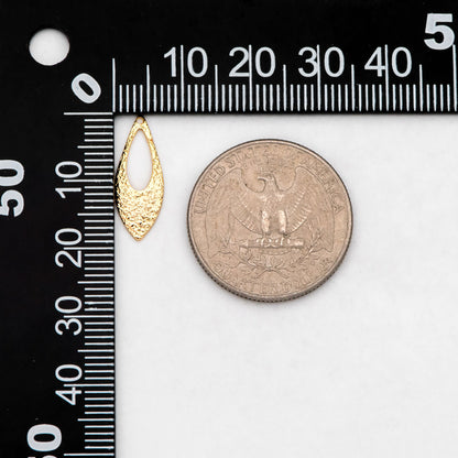 10pcs Gold Long Teardrop Charms 19x7mm, Rustic Leaf Earring Pendants (GB-265-C)