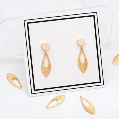 10pcs Gold Long Teardrop Charms 19x7mm, Rustic Leaf Earring Pendants (GB-265-C)