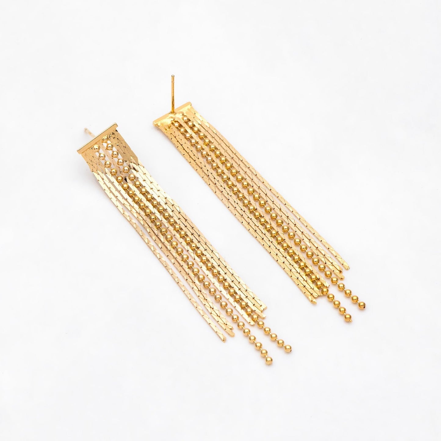 4pcs Chain Tassel Earrings, Long Tassel Stud Earring, Gold Dangling Earrings, Minimalist Earrings (GB-3038)