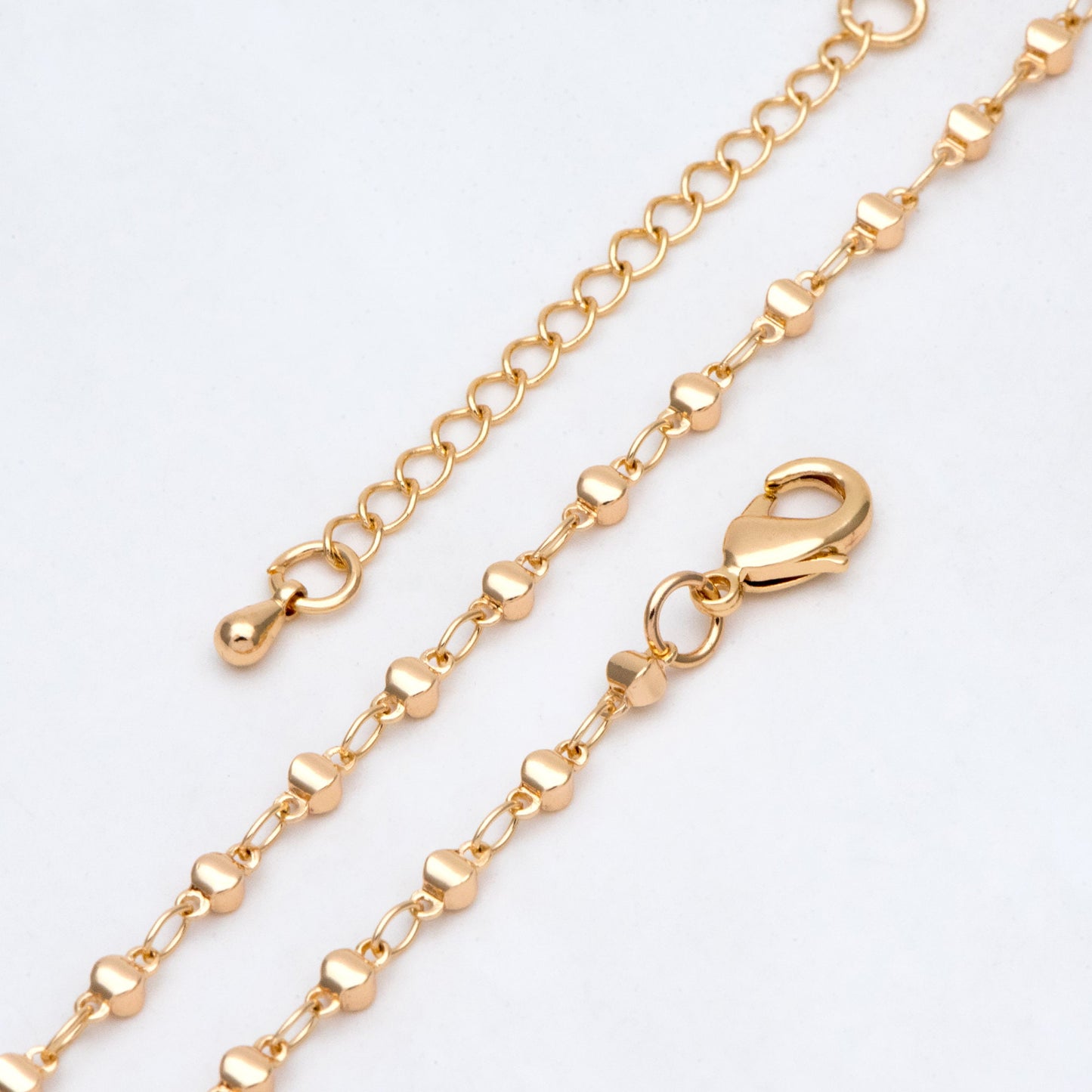 Gold plated Brass Bead Chains, Finished Bracelet/ Anklet/ Necklace with Extender Chain, Ready to Wear (#LK-397)
