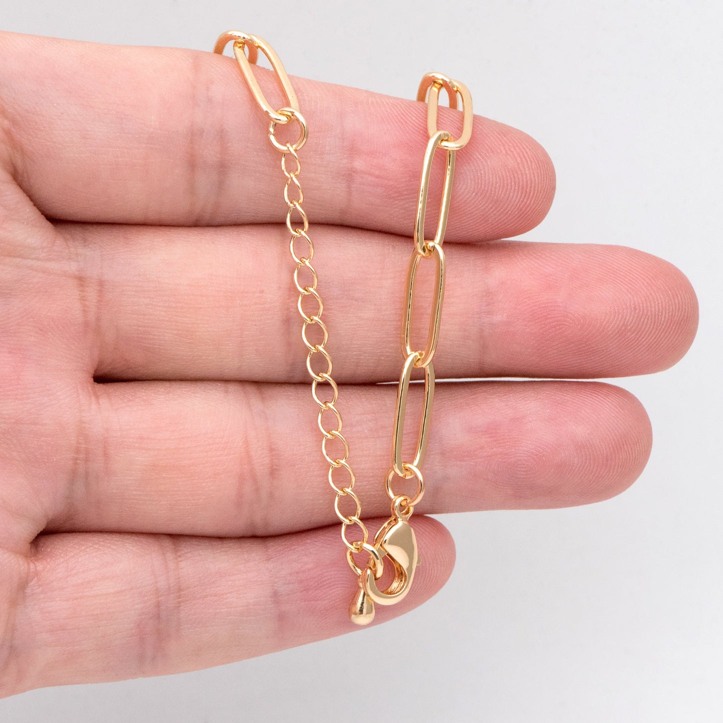 Gold/ Silver Paperclipe Chains 5mm, Finished Bracelet/ Anklet/ Necklace with Extender Chain, Ready to Wear (#LK-317)