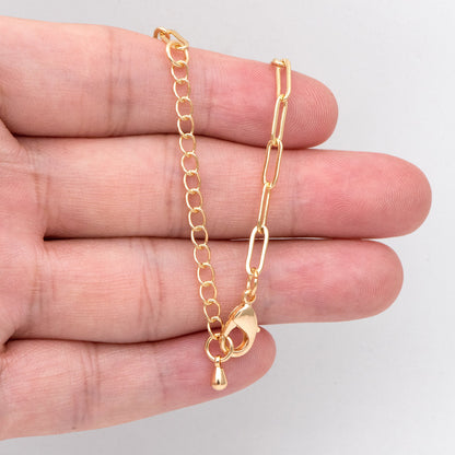 Gold/ Silver/ Rose Gold Oval Cable Chains 3mm, Finished Bracelet/ Anklet/ Necklace with Extender Chain, Ready to Wear (#LK-272)