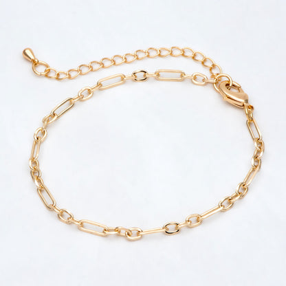 Dainty Gold Oval Chains 2.4/ 3.2/ 3.6mm, Finished Bracelet/ Anklet/ Necklace with Extender Chain, Ready to Wear (#LK-275)