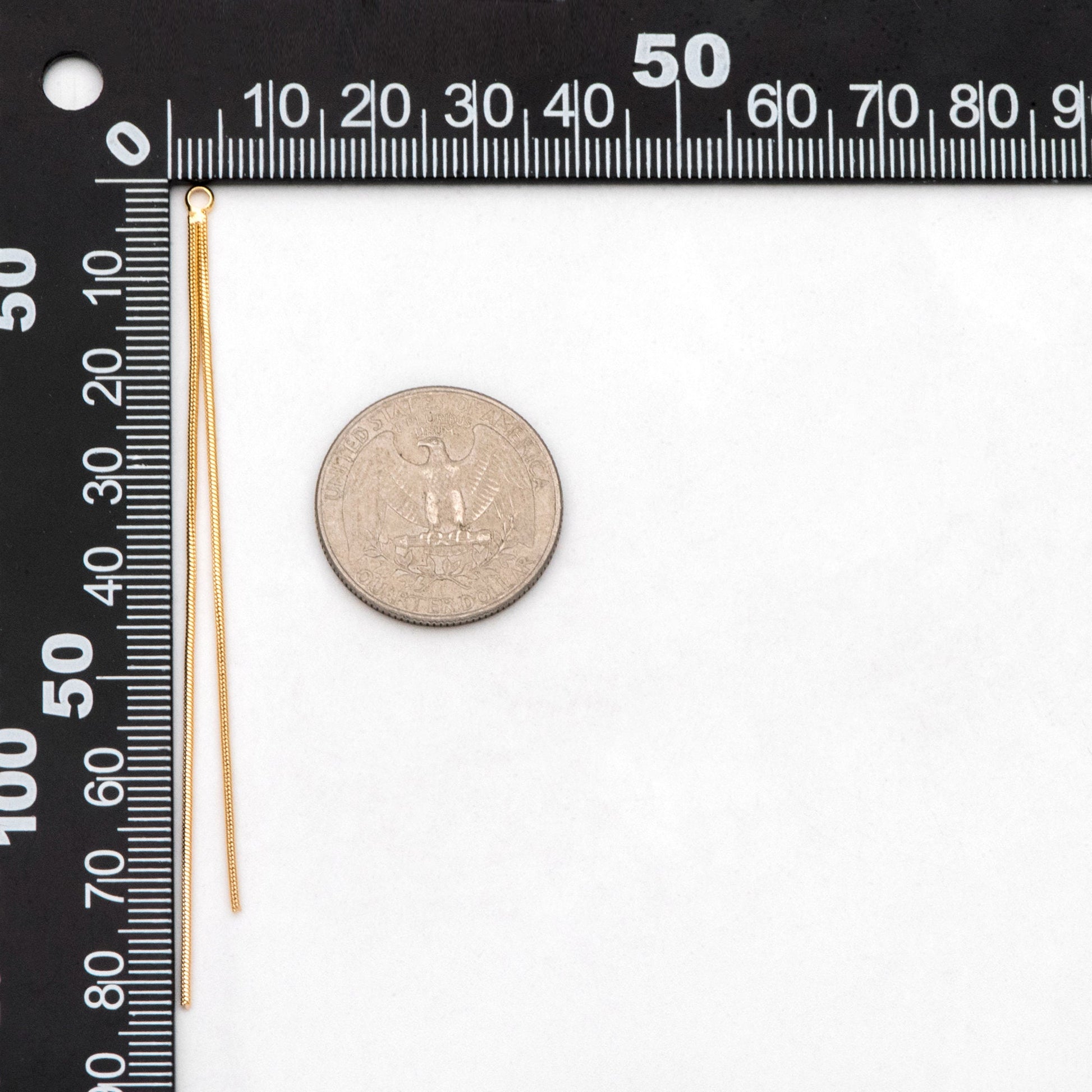 4pcs Gold Earring Charms 82mm, Gold plated Brass Chain Tassel Pendants, Long Chain Earwire Components (GB-3523-A)