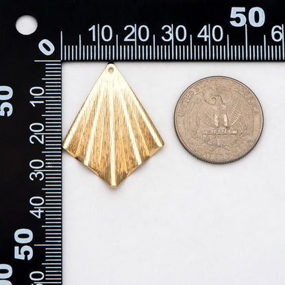 10pcs Gold Rhombus Charm 35x27mm, Gold plated Ribbed Geometric Pendants (GB-3817-L)