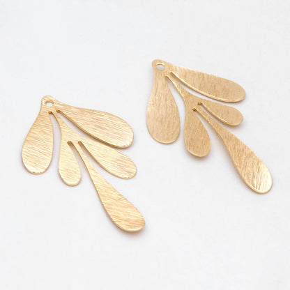 10pcs Gold Brushed Leaf Charm 46x27mm, Real Gold plated Brass, Lead Nickel Free (GB-467-B)