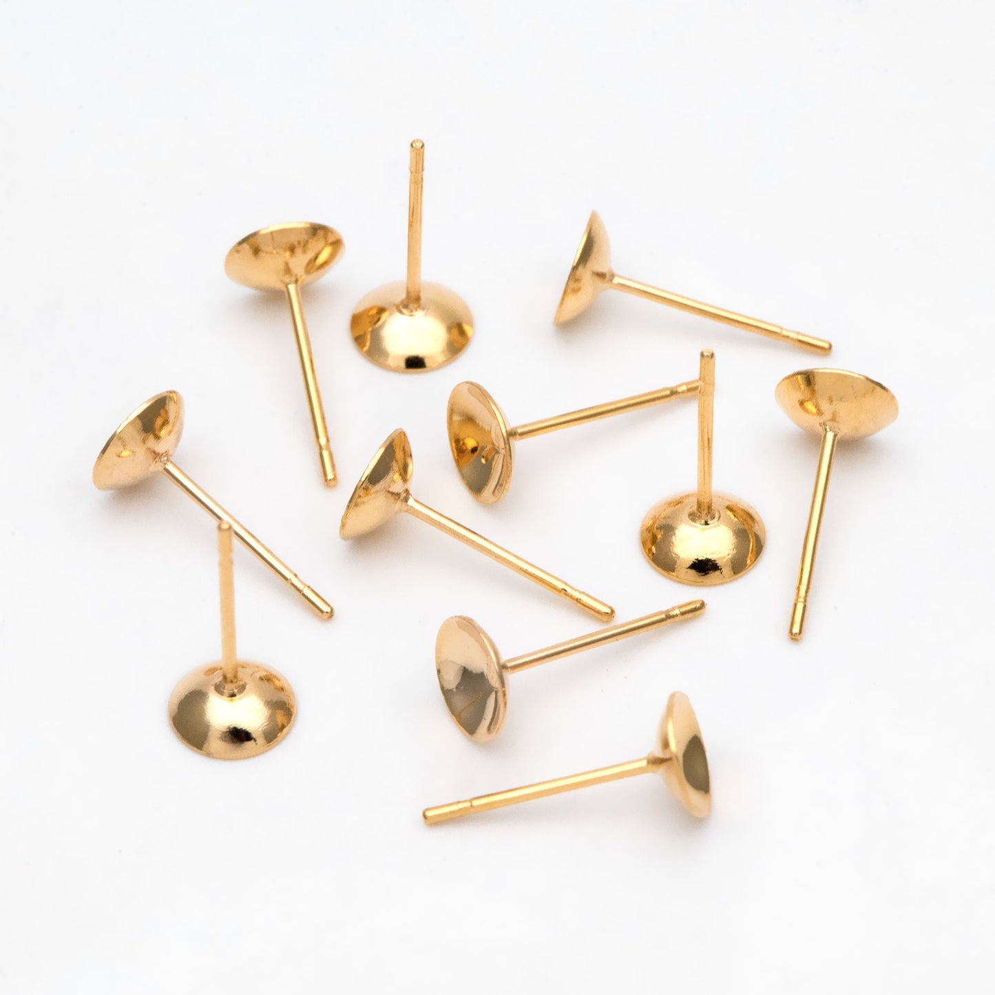 20pcs Gold Plated Ear Posts with 6mm Cup - DIY Jewelry Making (GB-3046)
