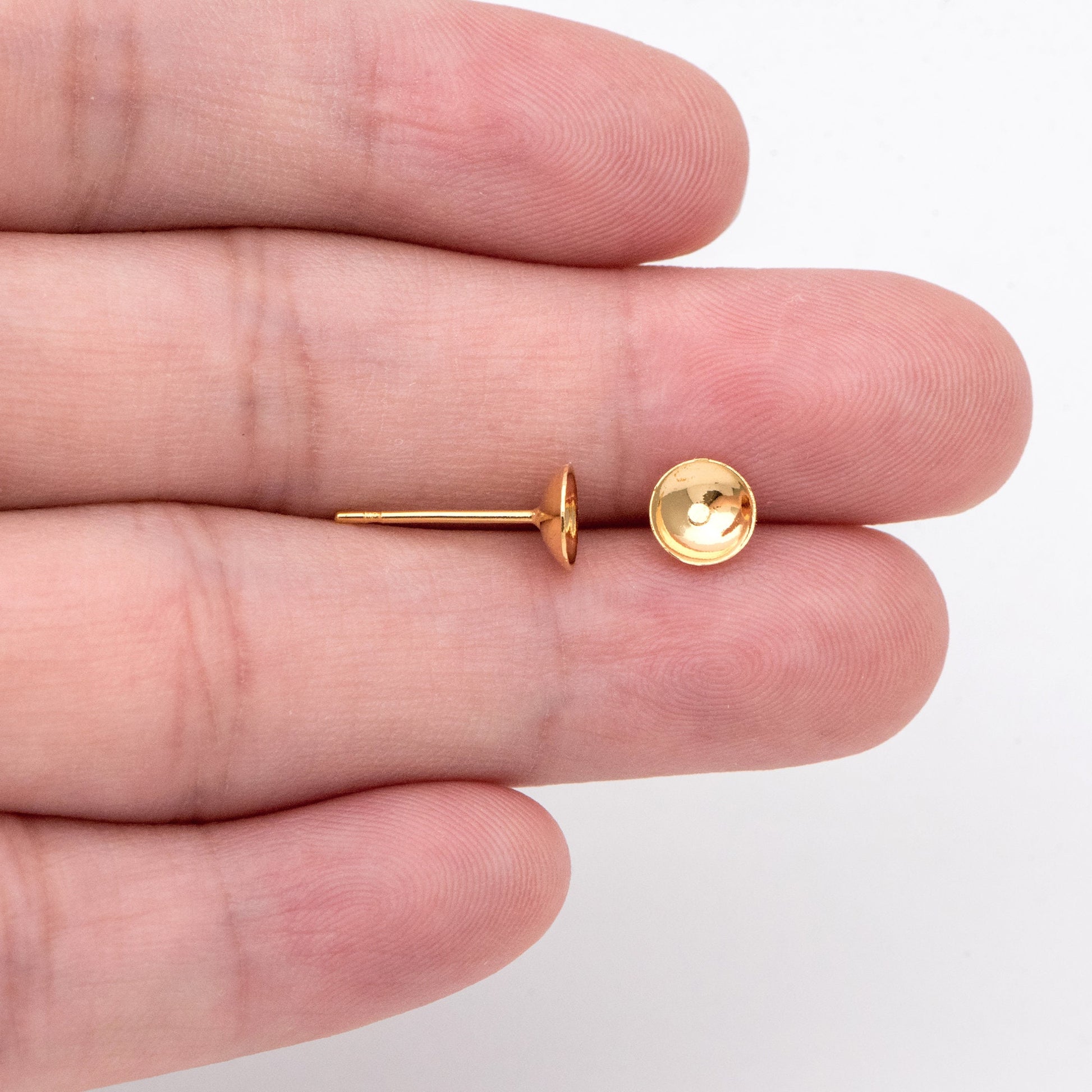 20pcs Gold Plated Ear Posts with 6mm Cup - DIY Jewelry Making (GB-3046)