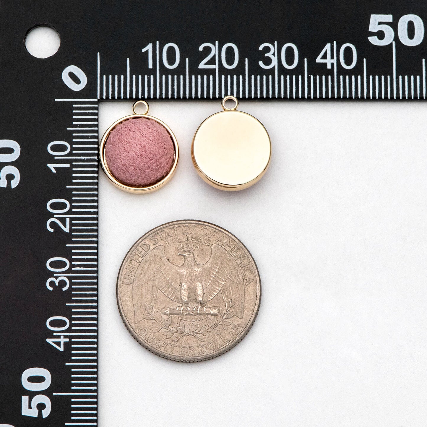 10pcs Gold Bezel Setting with Fabric Half Split Ball, Gold plated Brass Cabochon Earring Charm (GB-3048)