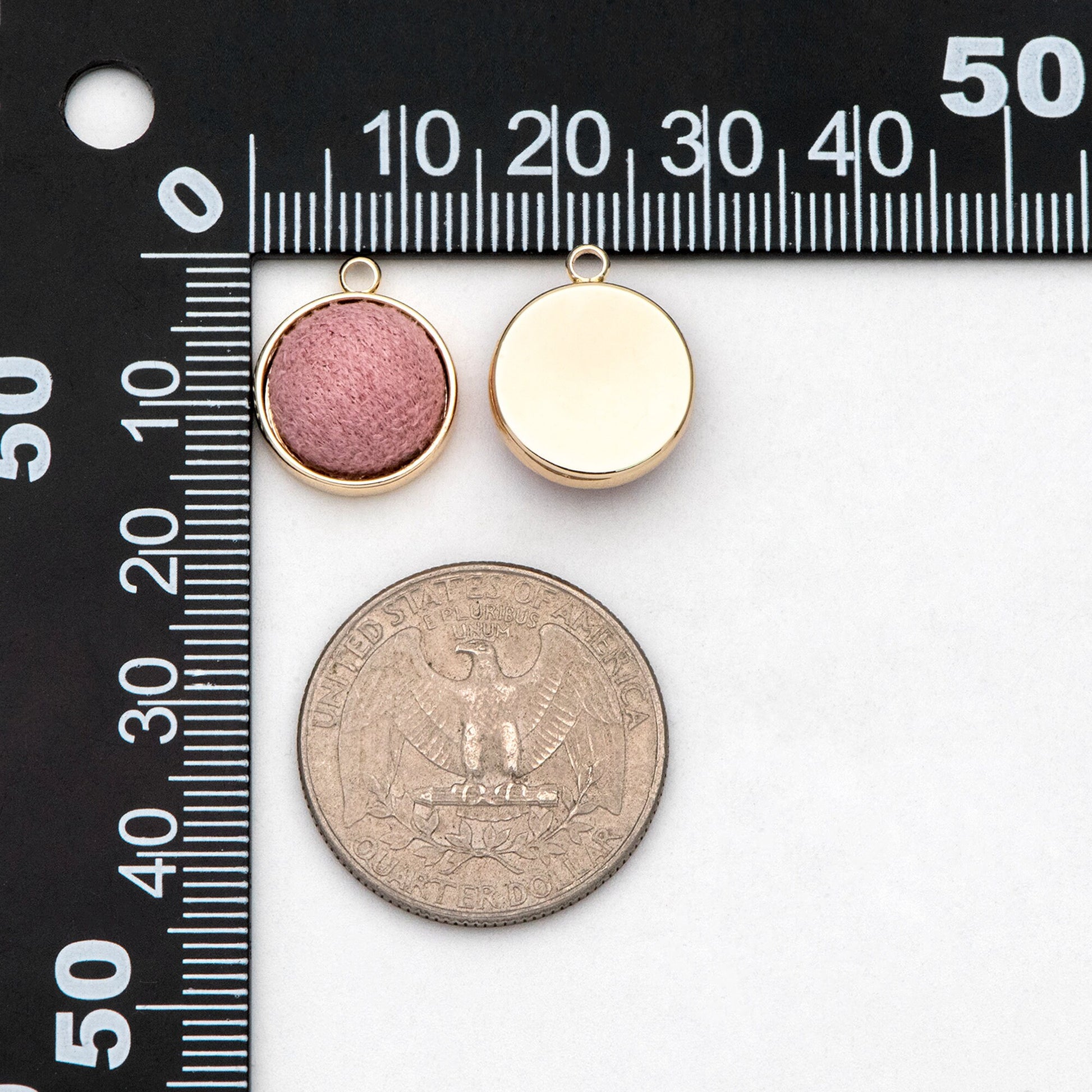 10pcs Gold Bezel Setting with Fabric Half Split Ball, Gold plated Brass Cabochon Earring Charm (GB-3048)