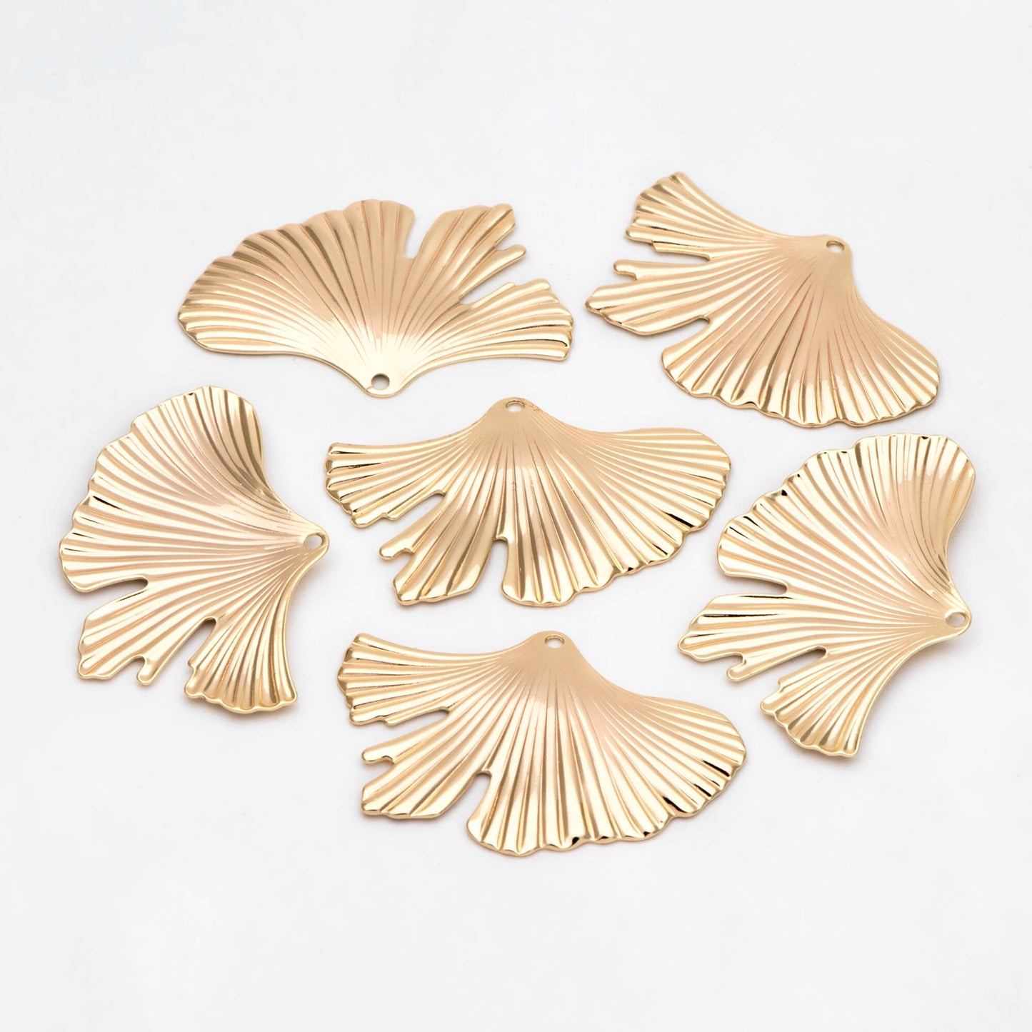 10pcs Gold/ Rhodium plated Brass Ginkgo Leaf Pendant Charms 30x46mm, Lead Nickel Free (GB-3057-C)