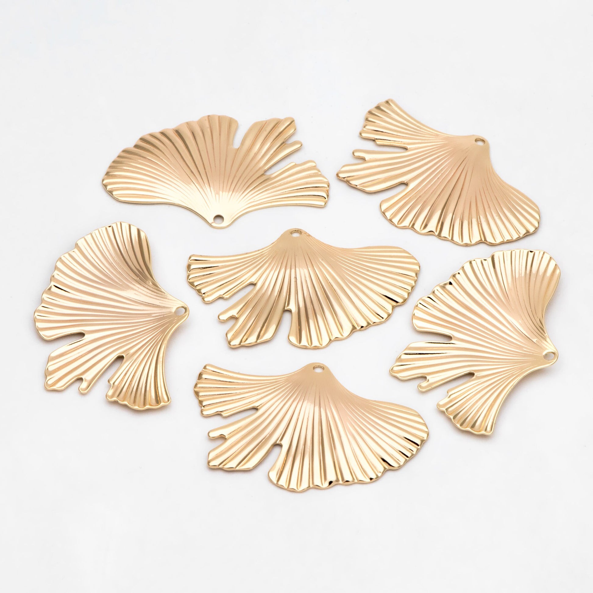 10pcs Gold/ Rhodium plated Brass Ginkgo Leaf Pendant Charms 30x46mm, Lead Nickel Free (GB-3057-C)