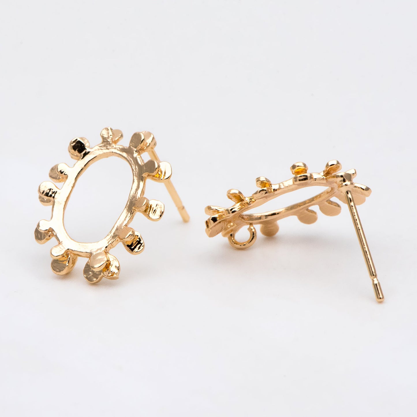 10pcs Gold Oval Earring with Loop, Oval Stud Earrings,Jewelry Making, Diy Material, Jewelry Supplies (GB-3031)