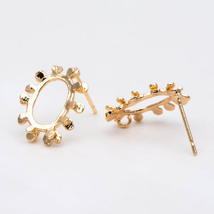 10pcs Gold Oval Earring with Loop, Oval Stud Earrings,Jewelry Making, Diy Material, Jewelry Supplies (GB-3031)