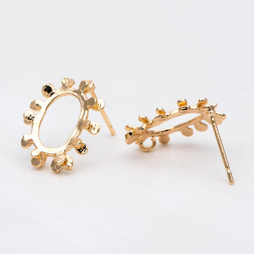 10pcs Gold Oval Earring with Loop, Oval Stud Earrings,Jewelry Making, Diy Material, Jewelry Supplies (GB-3031)