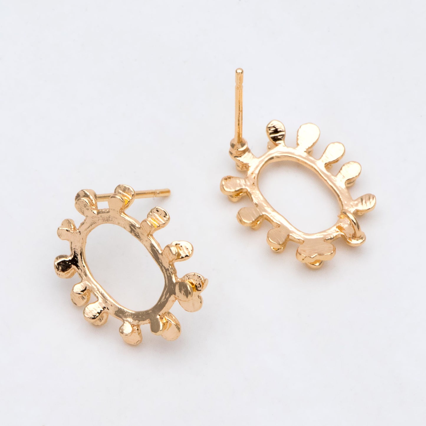 10pcs Gold Oval Earring with Loop, Oval Stud Earrings,Jewelry Making, Diy Material, Jewelry Supplies (GB-3031)