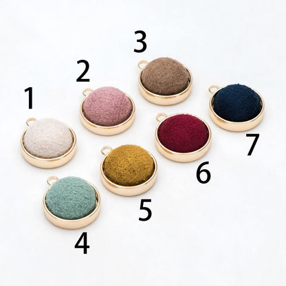 10pcs Gold Bezel Setting with Fabric Half Split Ball, Gold plated Brass Cabochon Earring Charm (GB-3048)