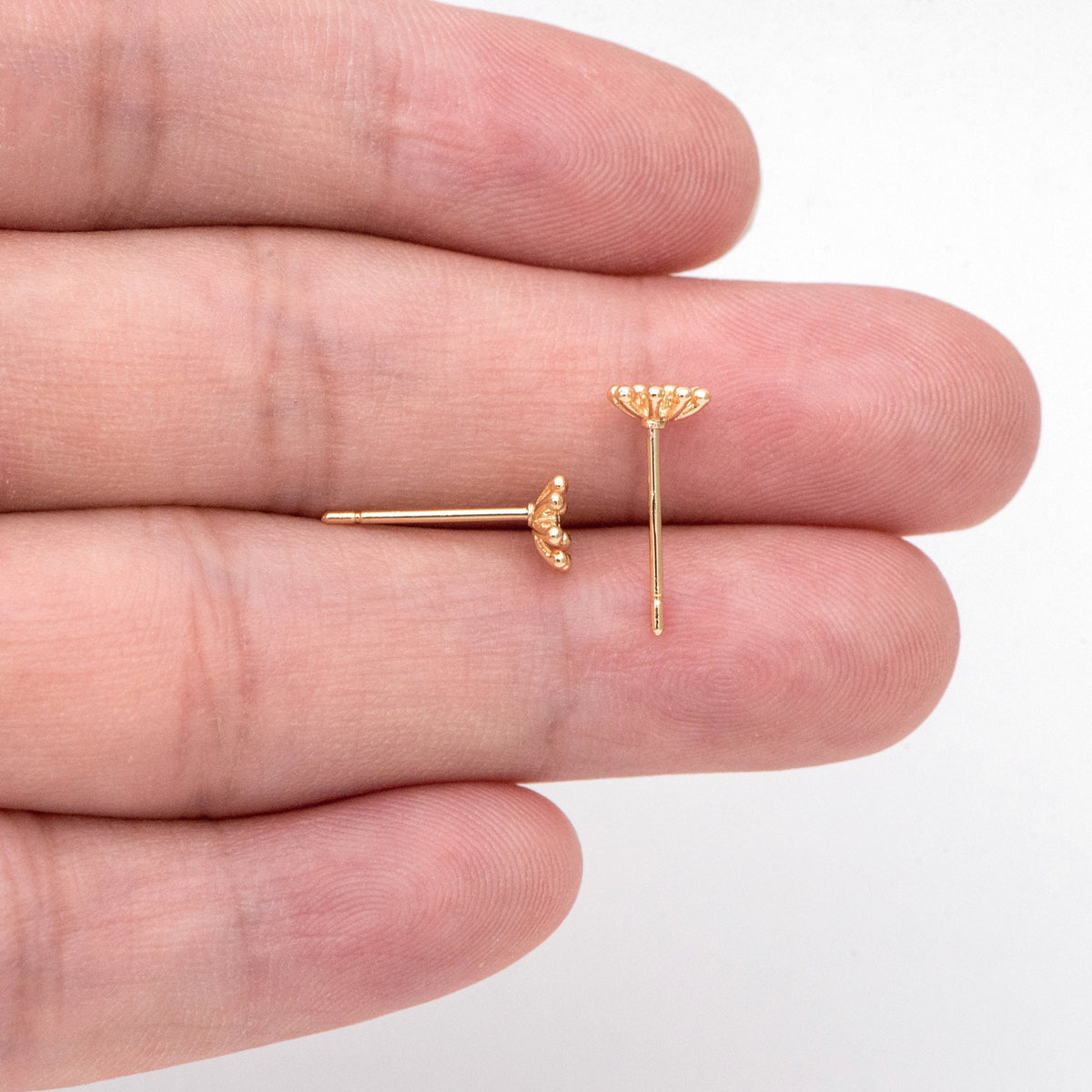 10pcs CZ Pave Gold Flower Earring, Gold Plated Brass, Jewelry Making, Diy Material, Jewelry Supplies (GB-3381-C)