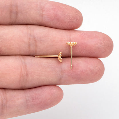 10pcs CZ Pave Gold Flower Earring, Gold Plated Brass, Jewelry Making, Diy Material, Jewelry Supplies (GB-3381-C)