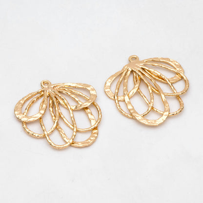 10pcs Textured Looped Charms, Gold/ Rhodium plated Brass Dangle Drop Earring Charms, Unique Statement Jewelry Earring Findings (GB-3065)