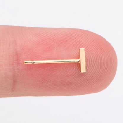 10pcs Gold/ Silver Bar Ear Posts, Gold/ Rhodium plated Brass Earring Findings, Stud Earring Components (GB-3033)