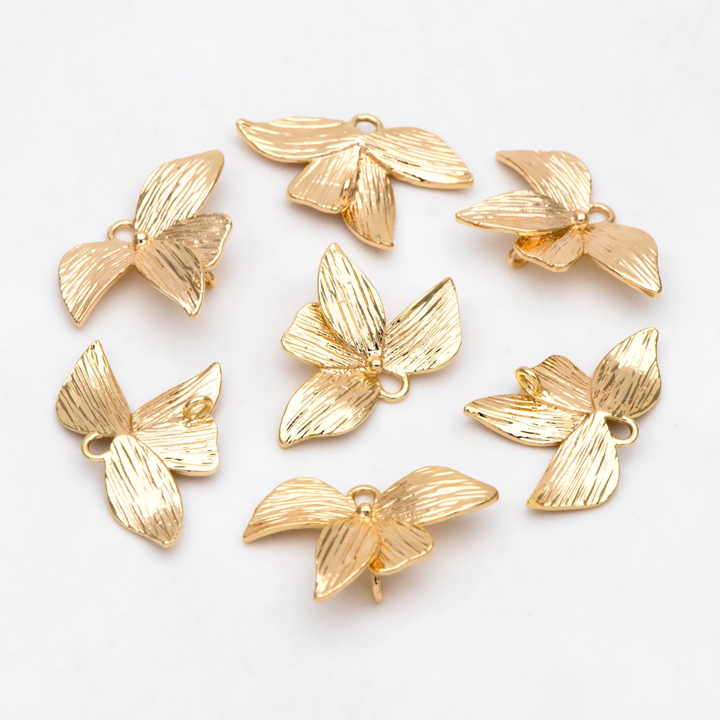 10pcs Gold plated Brass Flower Connector Charms 14x21mm, Lead Nickel Free (GB-4391-D)