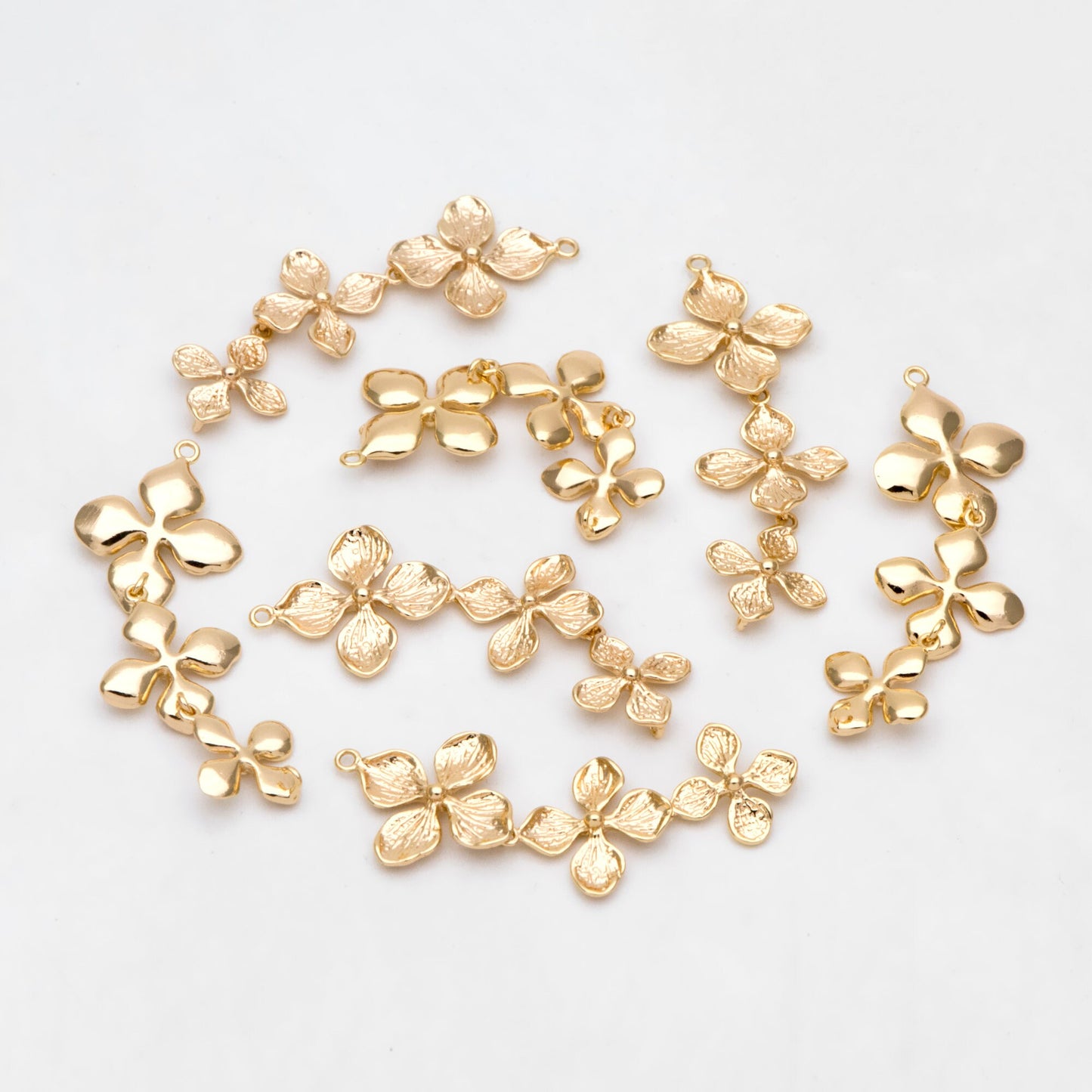 10pcs Gold plated Brass Flower Charm Pendant Connectors 42mm, Lead Nickel Free (GB-4391-F)