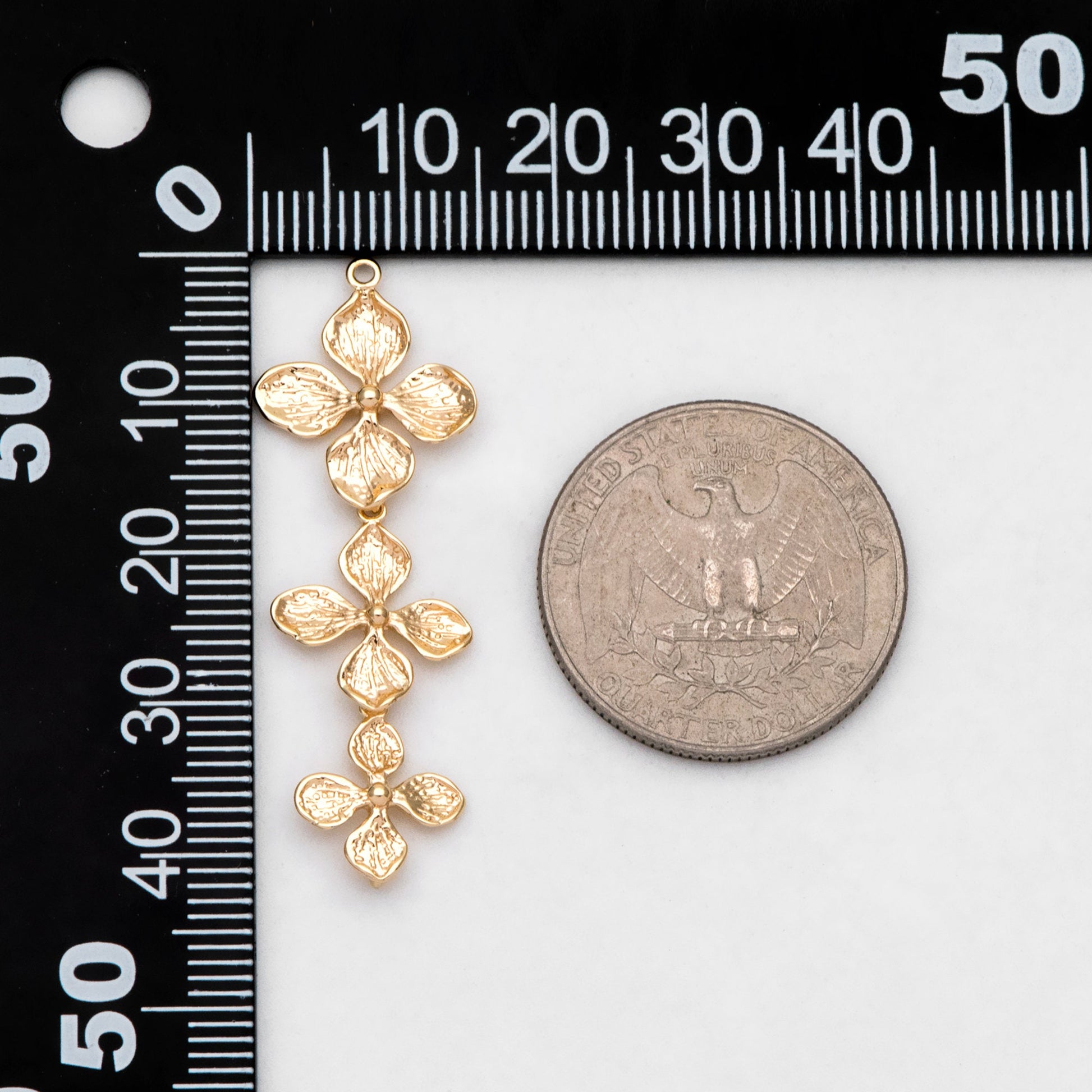 10pcs Gold plated Brass Flower Charm Pendant Connectors 42mm, Lead Nickel Free (GB-4391-F)