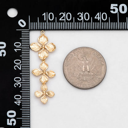 10pcs Gold plated Brass Flower Charm Pendant Connectors 42mm, Lead Nickel Free (GB-4391-F)