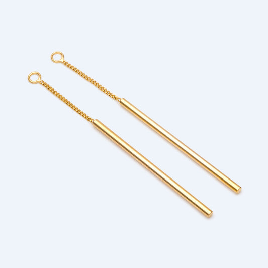 10pcs Long Bar Charms 63mm, Gold/ Rhodium plated Brass Stick Pendants (GB-1279-D)