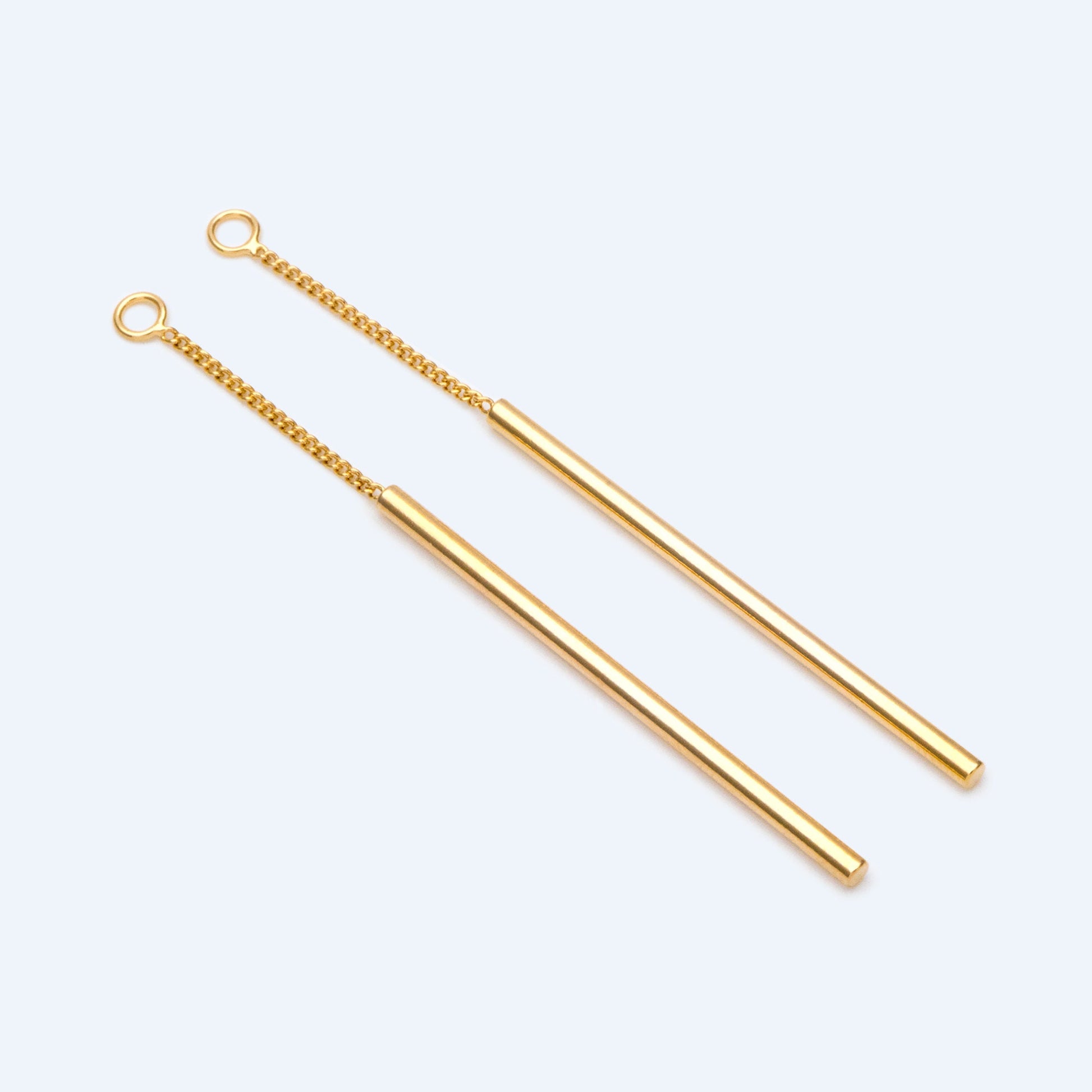 10pcs Long Bar Charms 63mm, Gold/ Rhodium plated Brass Stick Pendants (GB-1279-D)