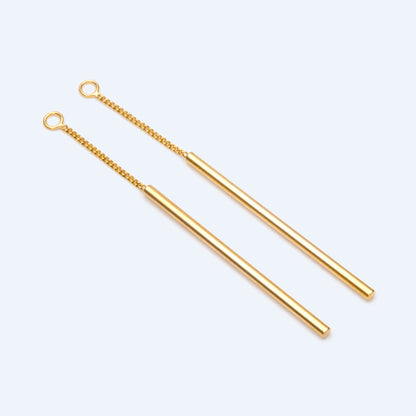 10pcs Long Bar Charms 63mm, Gold/ Rhodium plated Brass Stick Pendants (GB-1279-D)