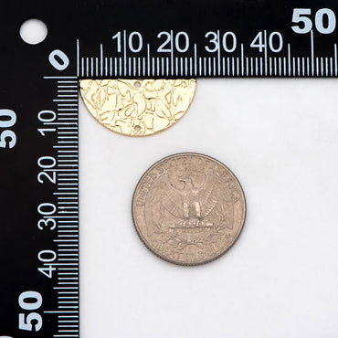 10pcs Rough Semi Circle Charm, Half Moon Connectors 12x25mm, Gold Geometric Pendants with 2 Holes (GB-654-F)