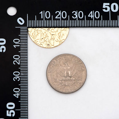 10pcs Rough Semi Circle Charm, Half Moon Connectors 12x25mm, Gold Geometric Pendants with 2 Holes (GB-654-F)