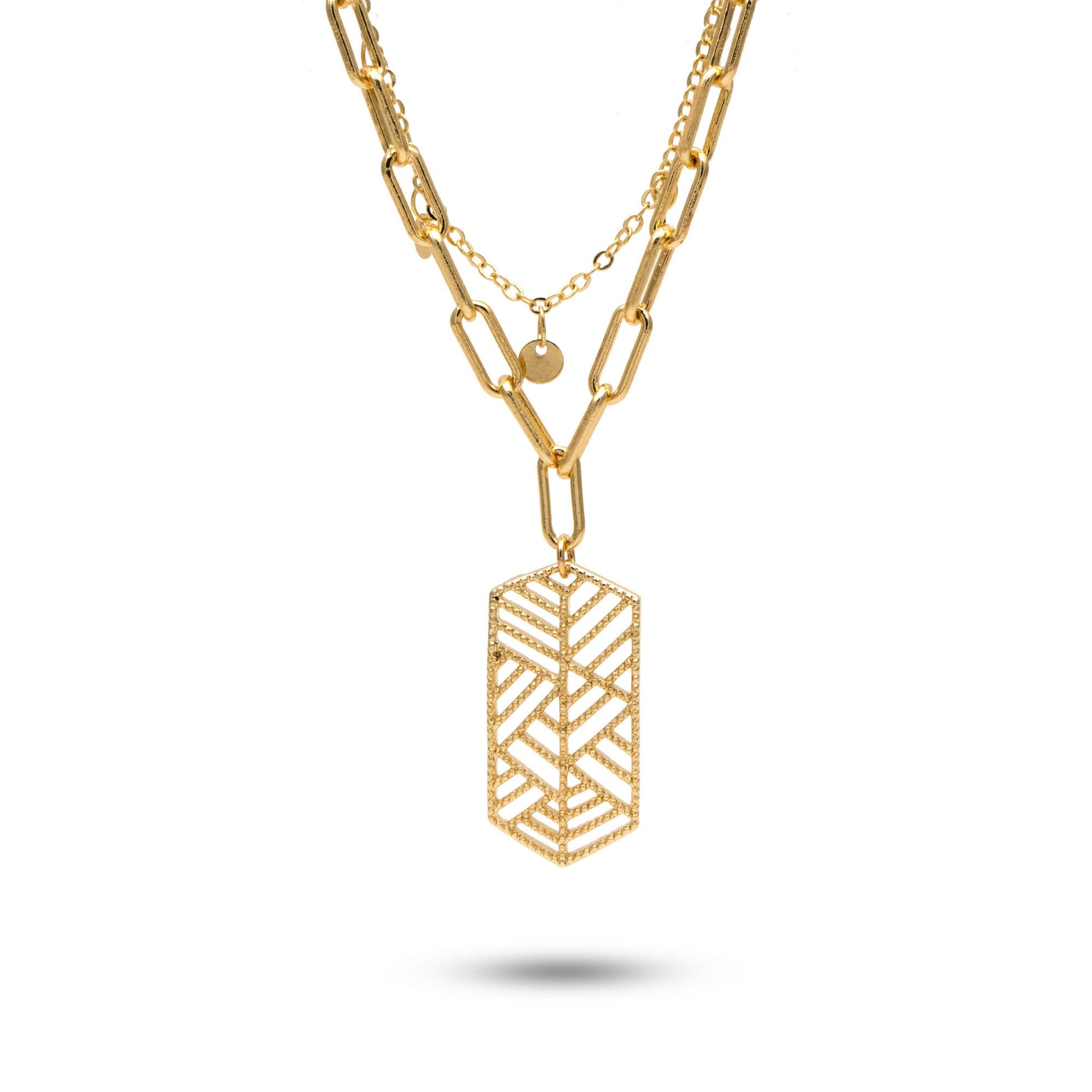 10pcs Gold Filigree Charm Pendants 28mm, 18K Gold plated Brass Geometric Connectors (GB-372)