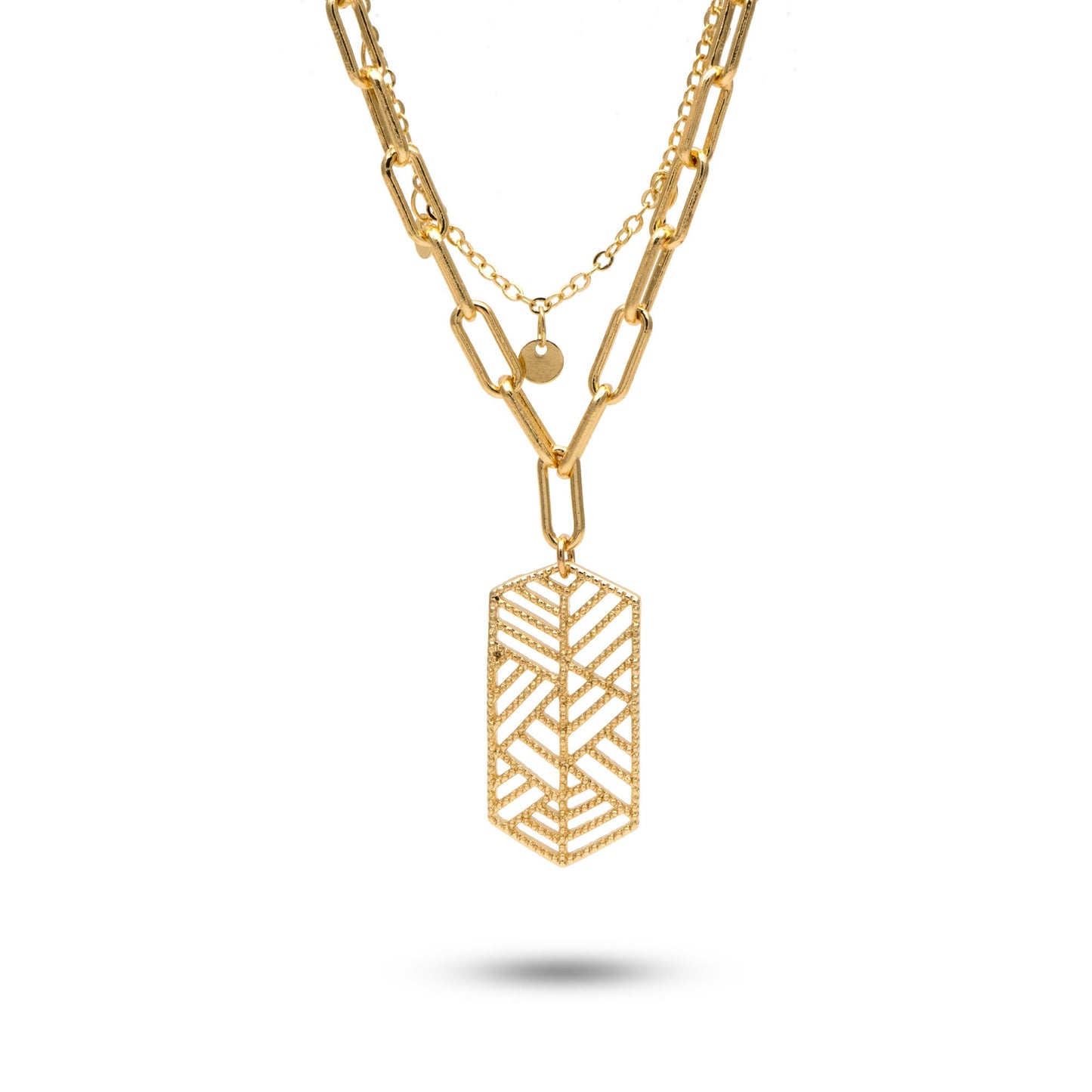 10pcs Gold Filigree Charm Pendants 28mm, 18K Gold plated Brass Geometric Connectors (GB-890-D)